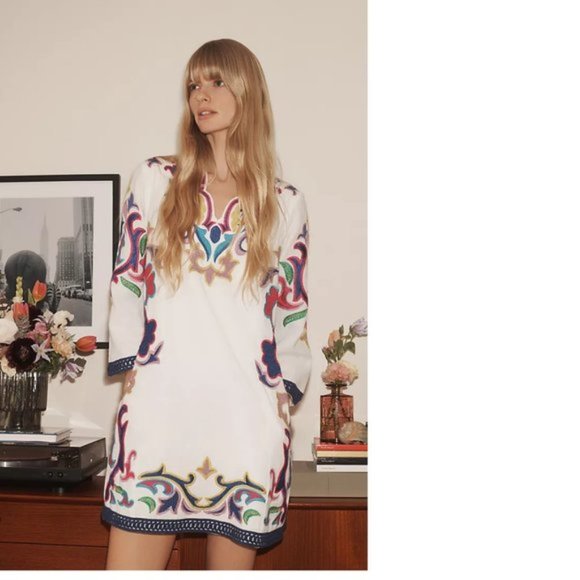 Anthropologie Olympia Embroidered Tunic Dress - Picture 4 of 6
